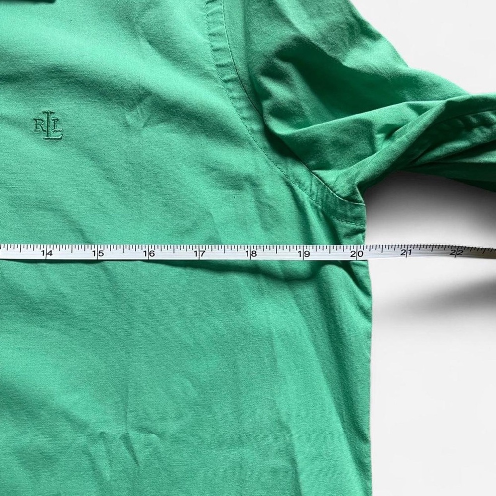 Lauren Ralph Lauren Polo Blouse Green Solid Stretch Button Up - Picture 5 of 7